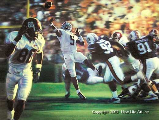 Andrew Zow and Jason McAddley in the 2001 Iron Bowl game. (painting in progress.)